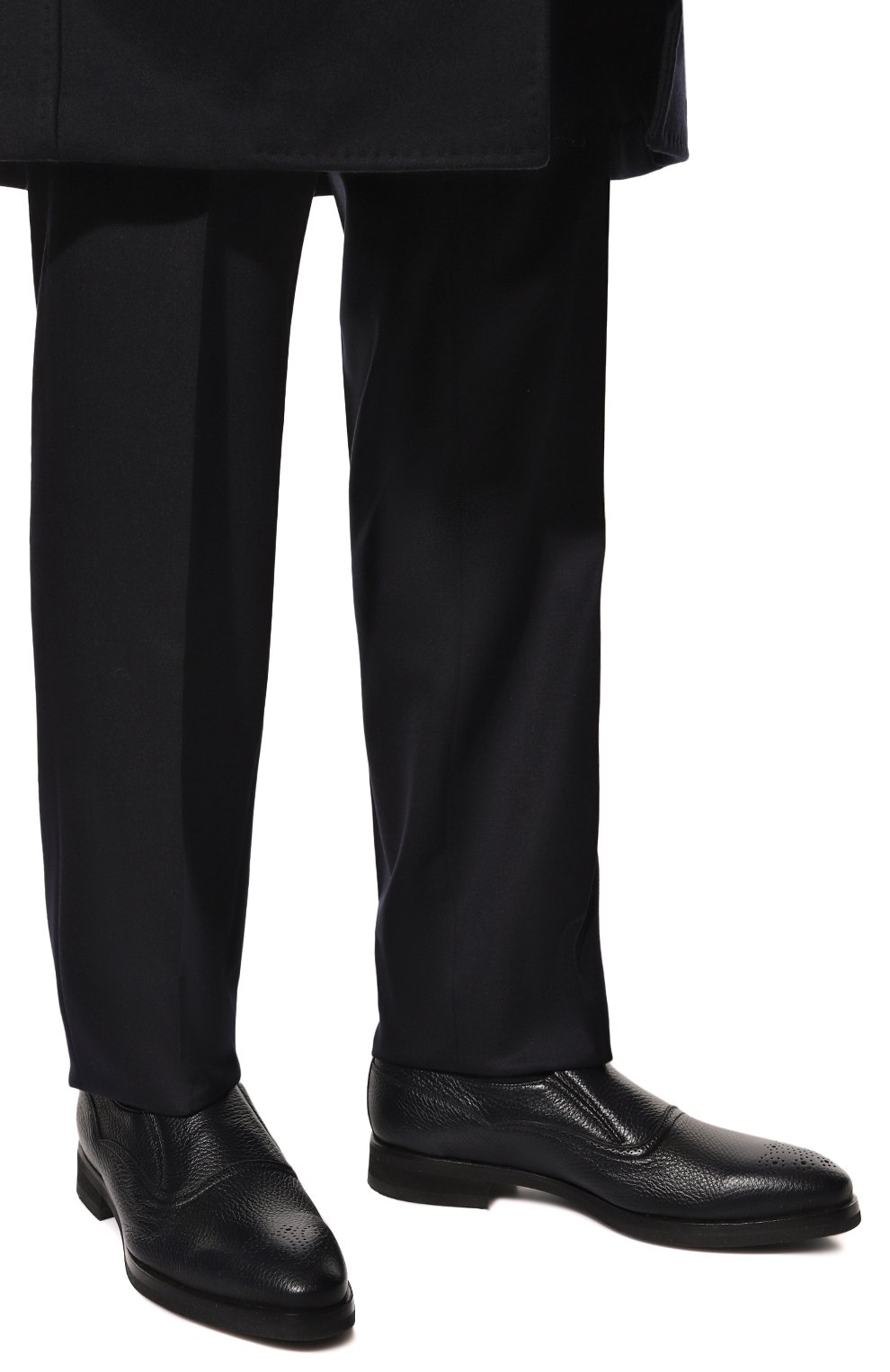 Мужские кожаные лоферы BARRETT темно-синего цвета, арт. 201U016.11/CERV0 ASP0RTABILE | Фото 3 (Материал утеплителя: Натуральный мех; Стили: Классический)