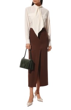Женская шерстяная юбка VALENTINO коричневого цвета, арт. XB3RA8H06W5 | Фото 2 (Материал внешний: Шерсть; Стили: Гламурный, Романтичный; Женское Кросс-КТ: Юбка-карандаш, Юбка-одежда; Региональные ограничения белый список (Axapta Mercury): RU; Длина Ж (юбки, платья, шорты): Макси; Материал подклада: Вискоза)