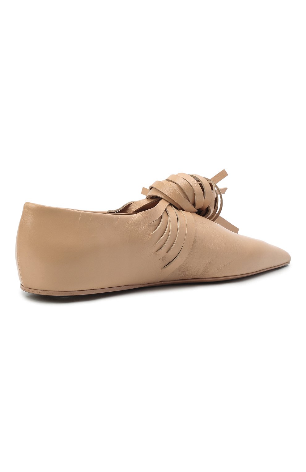 Женские кожаные балетки JIL SANDER бежевого цвета, арт. JS38100A-15023 | Фото 5 (Подошва: Платформа, Плоская; Материал внутренний: Натуральная кожа; Материал сплава: Проставлено; Драгоценные камни: Проставлено)