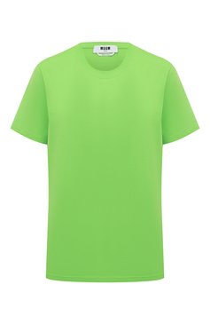 Женская хлопковая футболка MSGM салатового цвета, арт. 3341MDM185 227798 | Фото 1 (Принт: Без принта; Рукава: Короткие; Длина (для топов): Стандартные; Материал внешний: Хлопок; Стили: Спорт-шик; Женское Кросс-КТ: Футболка-одежда)