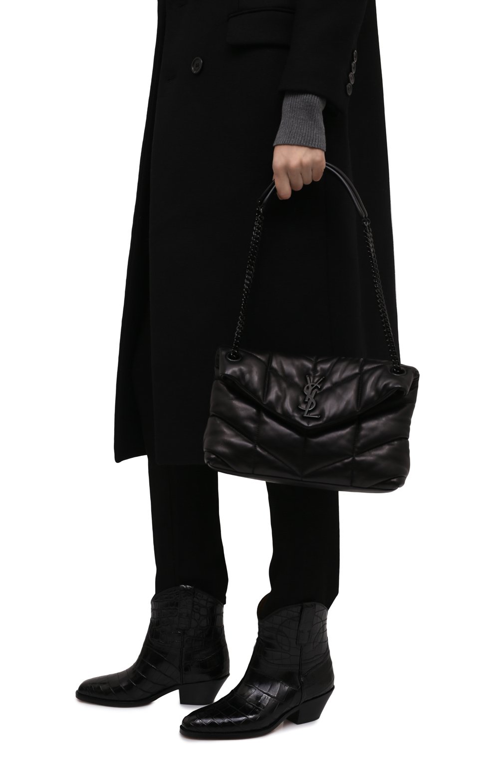 Женские казаки jayme из кожи крокодила RALPH LAUREN черного цвета, арт. 800867834/CNIL | Фото 3 (Женское Кросс-КТ: Казаки-ботинки, Казаки-сапоги; Каблук высота: Низкий; Материал внутренний: Натуральная кожа; Каблук тип: Устойчивый; Материал утеплителя: Без утеплителя; Подошва: Плоская; Материал внешний: Экзотическая кожа)