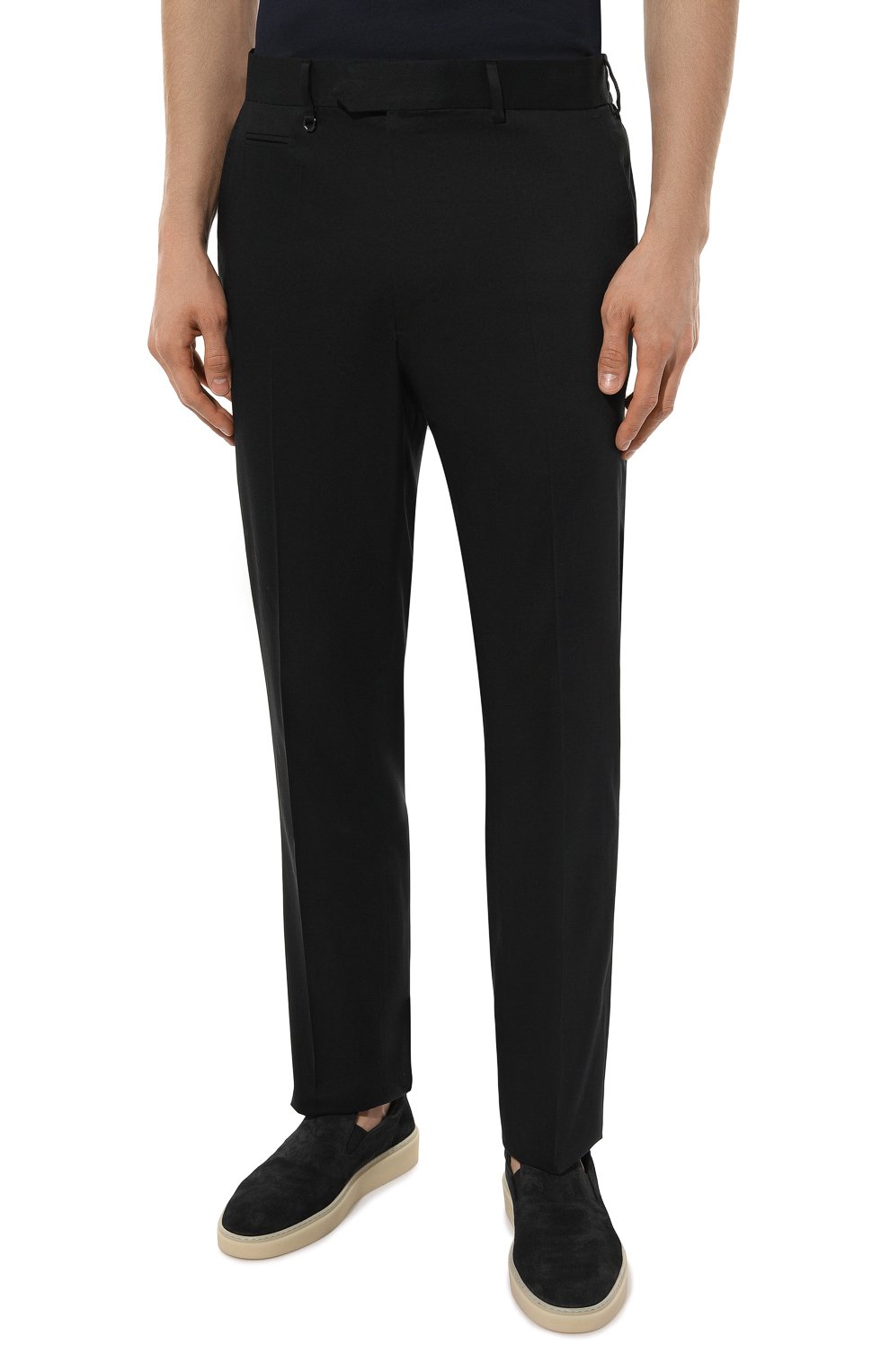 Мужские хлопковые брюки STEFANO RICCI черного цвета, арт. M1TL0MERA2/CTA105 | Фото 3 (Длина (брюки, джинсы): Стандартные; Материал внешний: Хлопок; Стили: Классический, Кэжуэл; Случай: Формальный)