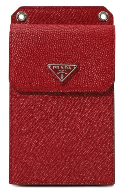 Кожаный чехол для iphone PRADA красного цвета, арт. 2ZH068-053-F068Z | Фото 1 (Материал: Натуральная кожа)