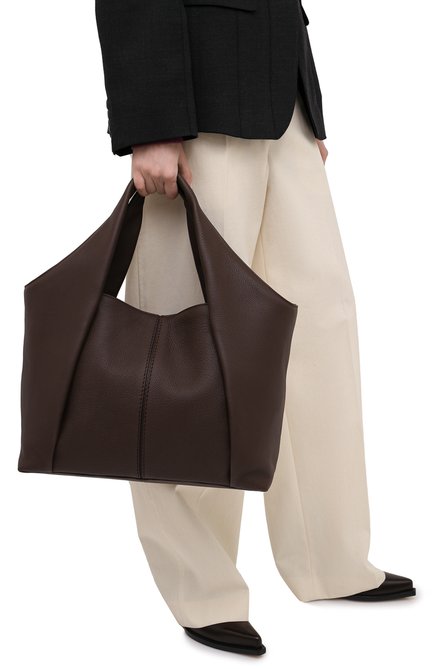 Женский сумка-шопер aou TOD’S темно-коричневого цвета, арт. XBWA0UA0400UCA | Фото 2 (Материал: Натуральная кожа; Размер: large; Сумки-технические: Сумки-шопперы)