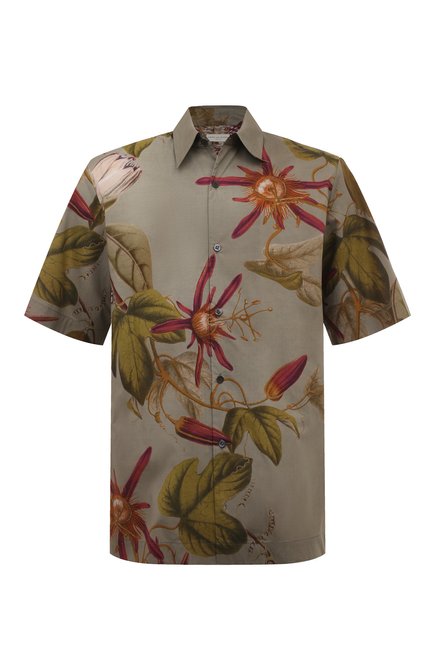 Мужская хлопковая рубашка DRIES VAN NOTEN зеленого цвета по цене 56750 руб., арт. 232-020744-7001 | Фото 1