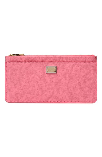 Женский кожаный футляр для кредитных карт DOLCE & GABBANA розового цвета, арт. BI1265/A1001 | Фото 1 (Материал: Натуральная кожа)