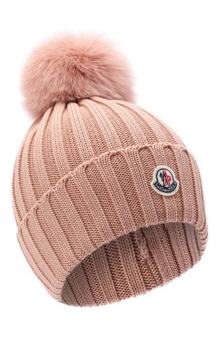 Женская шерстяная шапка MONCLER розового цвета по цене 35350 руб., арт. G2-093-3B702-01-A9327 | Фото 1
