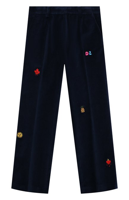 Детские хлопковые брюки DSQUARED2 темно-синего цвета по цене 46200 руб., арт. DQ1911/D0A5F | Фото 1