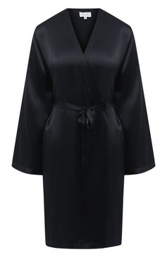 Женский шелковый халат MARJOLAINE черного цвета, арт. Laser | Фото 1 (Материал внешний: Шелк)