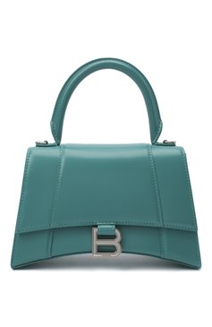 Женская сумка hourglass s BALENCIAGA бирюзового цвета, арт. 593546/1QJ4Y | Фото 1 (Сумки-технические: Сумки через плечо, Сумки top-handle; Материал: Натуральная кожа; Ремень/цепочка: На ремешке; Размер: small)