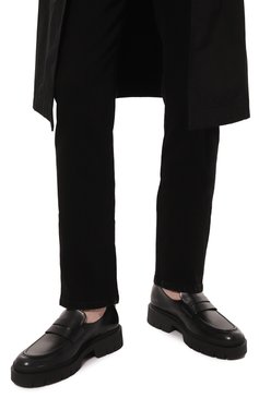 Мужские кожаные пенни-лоферы HUGO темно-серого цвета, арт. 50487259 | Фото 3 (Материал внутренний: Резина, Текстиль; Стили: Кэжуэл)