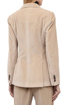 Женский двубортный жакет KITON бежевого цвета, арт. D46523S06325 | Фото 4 (Рукава: Длинные; Длина (для топов): Стандартные; Региональные ограничения белый список (Axapta Mercury): RU; Материал внешний: Хлопок; Случай: Формальный; 1-2-бортные: Двубортные; Женское Кросс-КТ: Жакет-одежда; Материал подклада: Шелк)