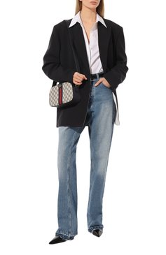 Женская сумка ophidia gg GUCCI темно-синего цвета, арт. 681064 96IWN | Фото 7 (Сумки-технические: Сумки через плечо; Материал: Канва, Натуральная кожа; Ремень/цепочка: На ремешке; Размер: small)