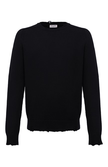 Мужской хлопковый свитер SAINT LAURENT черного цвета по цене 79100 руб., арт. 604798/YAL02 | Фото 1