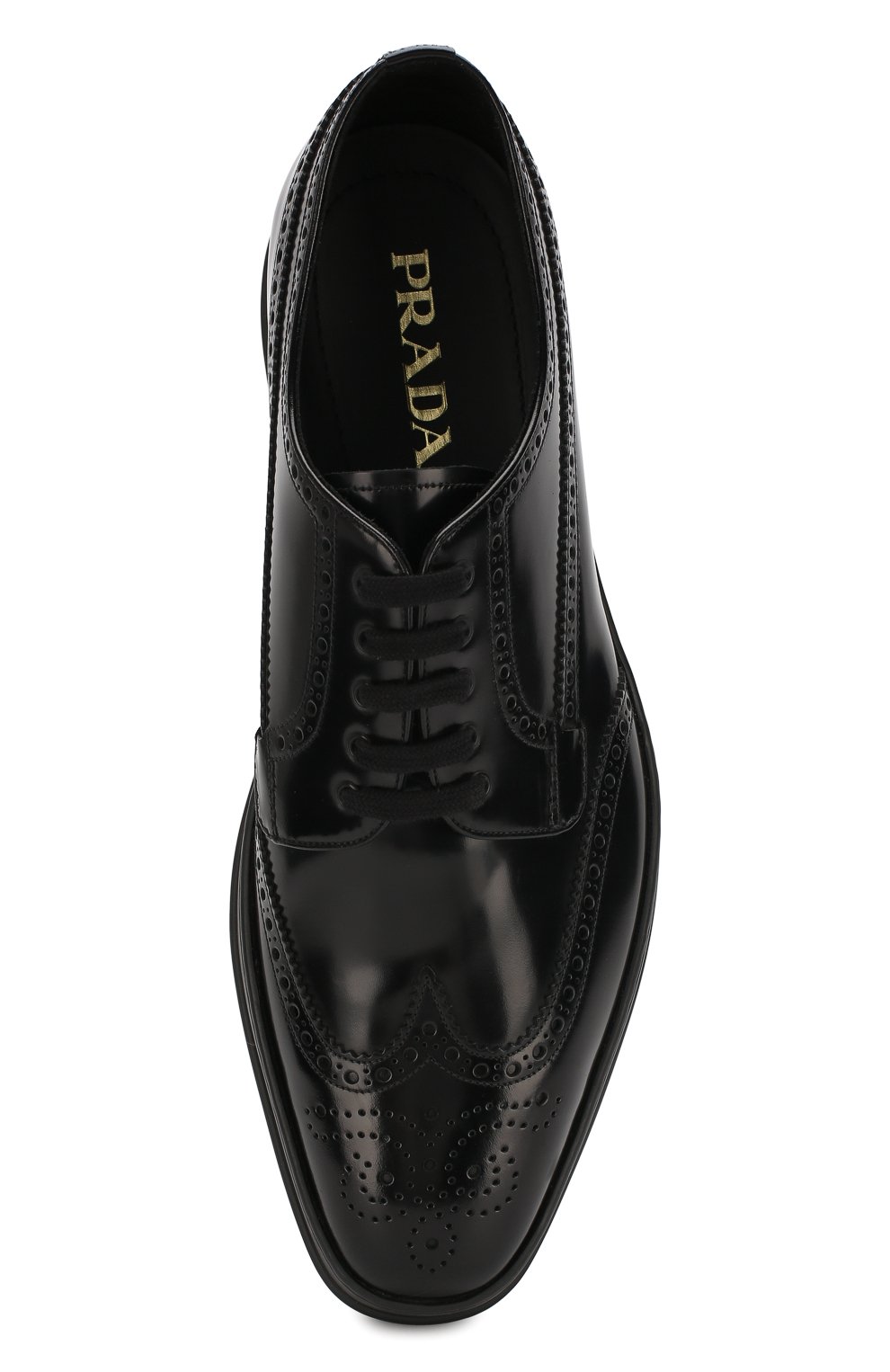 Мужские кожаные дерби PRADA черного цвета, арт. 2EE285-P39-F0002 | Фото 5 (Мужское Кросс-КТ: Броги-обувь; Стили: Классический)