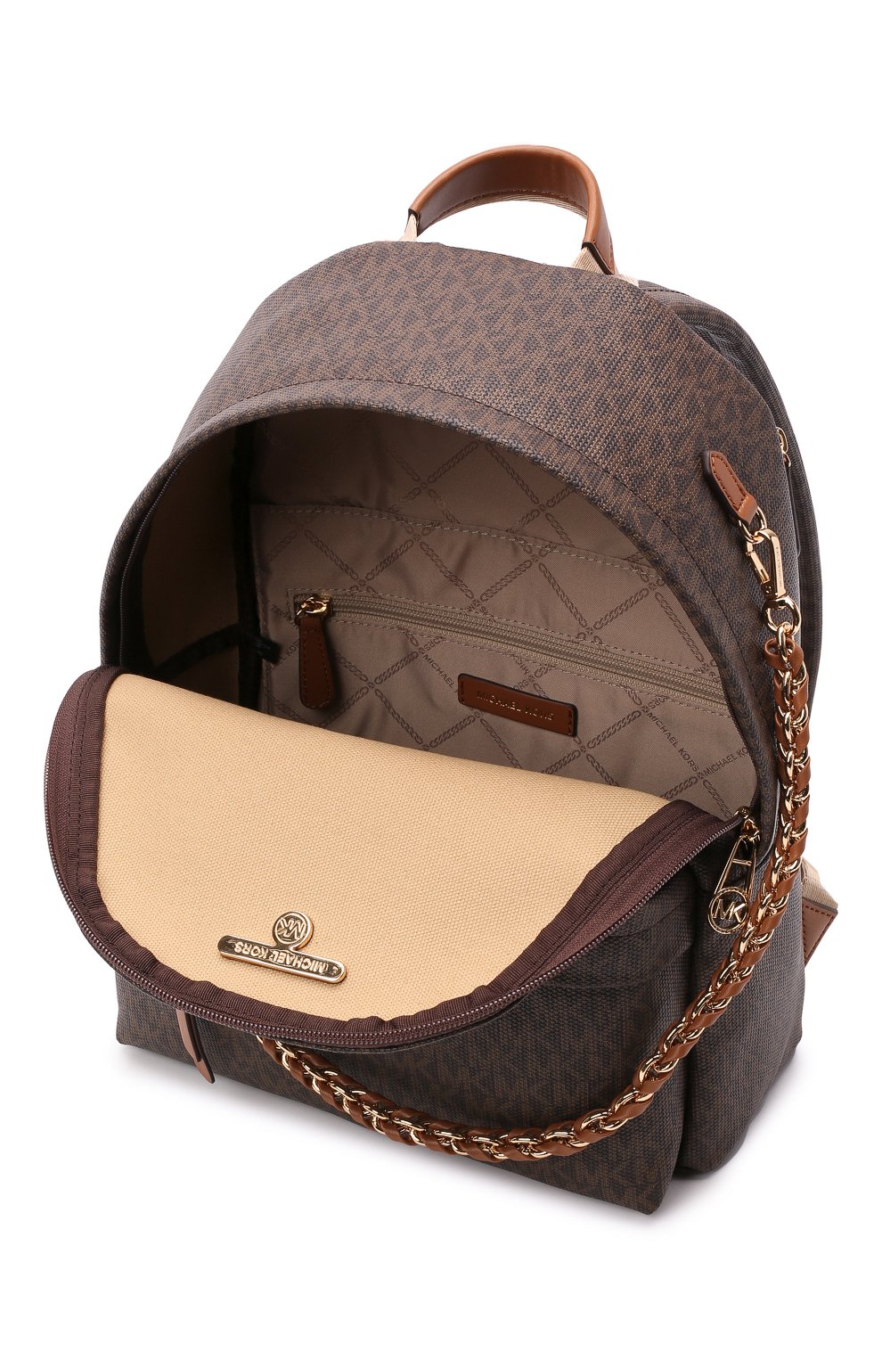 Женский рюкзак slater MICHAEL MICHAEL KORS темно-коричневого цвета, арт. 30T0G04B6B | Фото 5 (Размер: medium; Материал: Текстиль, Экокожа; Стили: Кэжуэл)