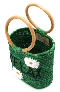 Женская сумка из рафии MANA SAINT TROPEZ зеленого цвета, арт. GREEN S0 BAG | Фото 4 (Материал: Растительное волокно; Размер: mini; Статус проверки: Проверена категория)