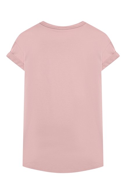Детская хлопковая футболка BRUNELLO CUCINELLI светло-розового цвета, арт. B0A45T021A | Фото 2 (Материал внешний: Хлопок; Рукава: Короткие; Девочки Кросс-КТ: футболка-одежда; Региональные ограничения белый список (Axapta Mercury): RU; Ростовка одежда: 4 года | 104 см, 6 лет | 116 см)