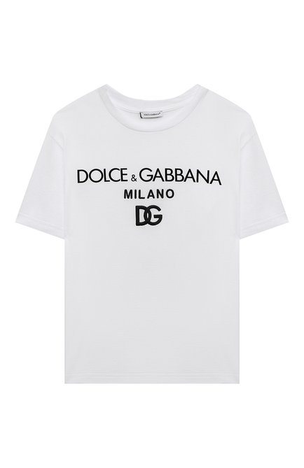 Детская хлопковая футболка DOLCE & GABBANA белого цвета, арт. L4JTEY/G7E5G/8-14 | Фото 1 (Рукава: Короткие; Материал внешний: Хлопок; Мальчики Кросс-КТ: Футболка-одежда)