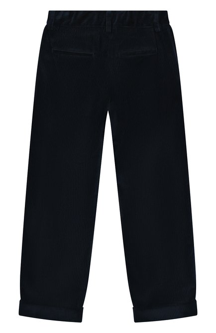 Детские хлопковые брюки DOLCE & GABBANA темно-синего цвета, арт. L44P21/G7JU4/8-14 | Фото 2 (Нос: Не проставлено; Материал сплава: Проставлено; Материал внешний: Хлопок)