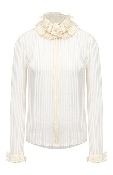 Женская шелковая блузка SAINT LAURENT белого цвета по цене 168500 руб., арт. 633387/Y3B43 | Фото 1