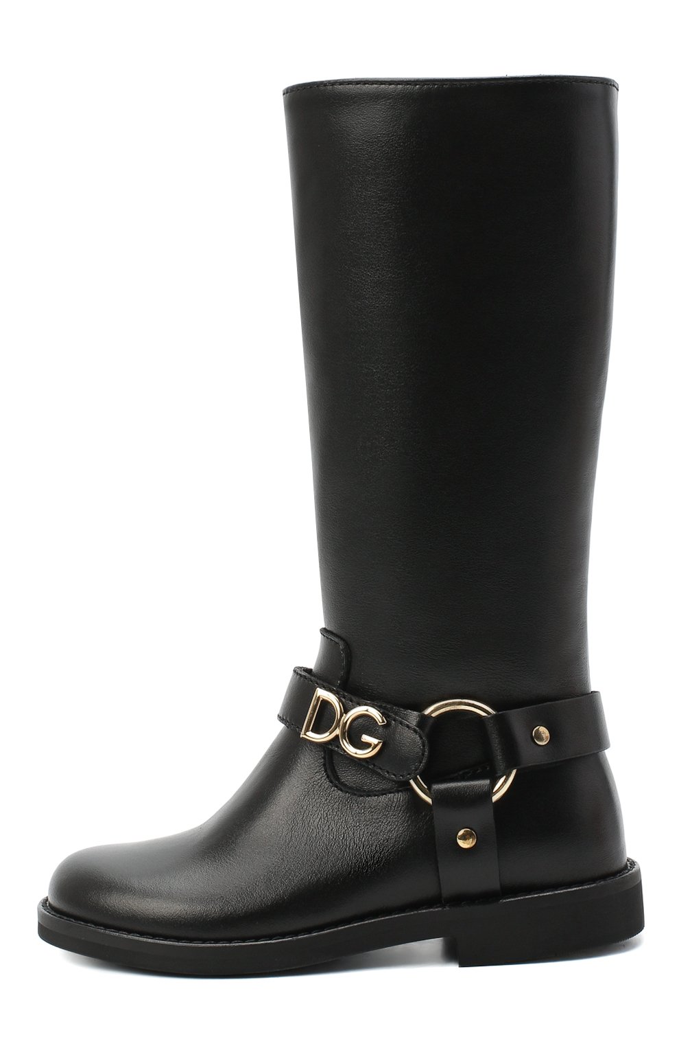 Детские кожаные сапоги DOLCE & GABBANA черного цвета, арт. D10986/AW998/24-28 | Фото 2 (Материал внешний: Кожа; Материал внутренний: Натуральная кожа; Региональные ограничения белый список (Axapta Mercury): RU; Длина стельки: 14,7, 15,4, 16,1, 16,7, 17,4)