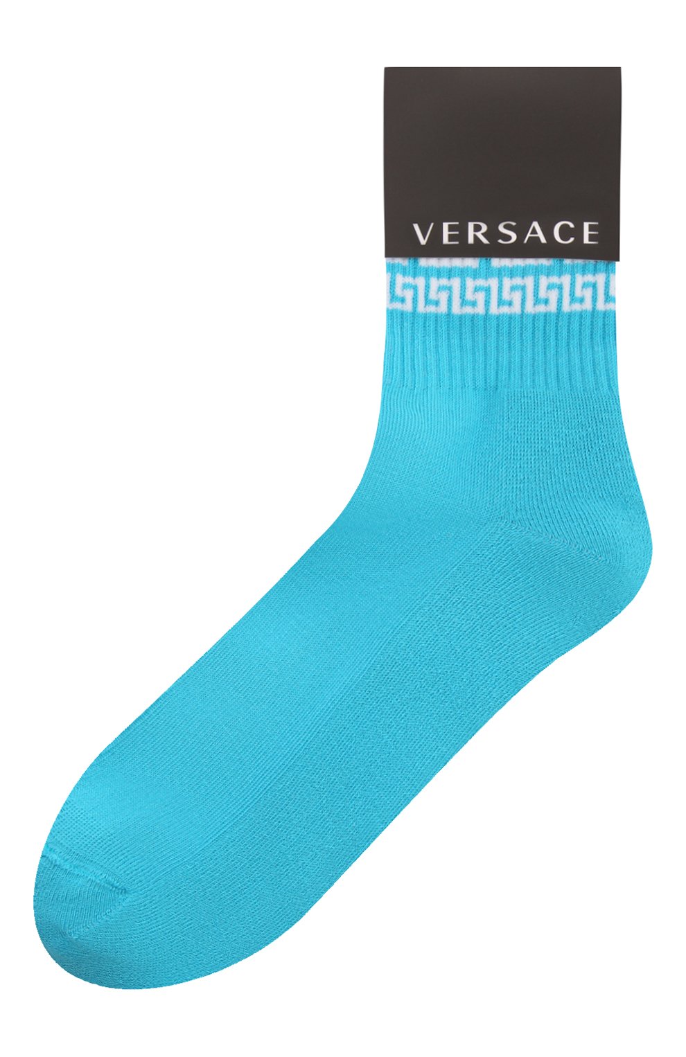 Женские хлопковые носки VERSACE голубого цвета, арт. 1001543/1A01189 | Фото 1 (Материал внешний: Хлопок)
