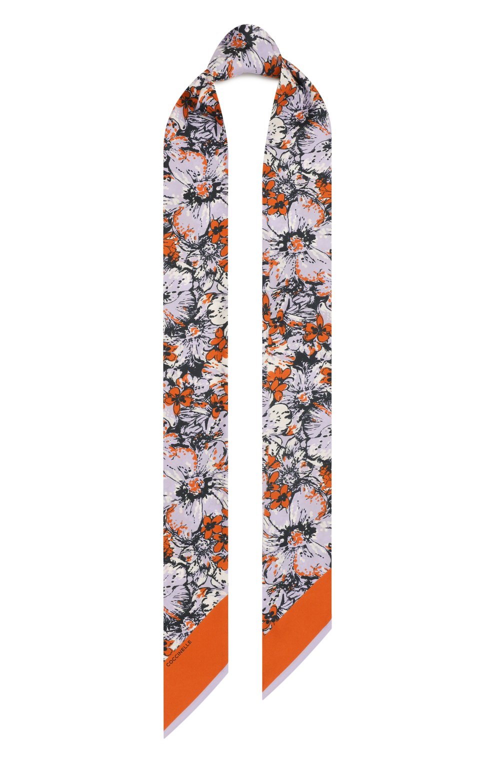 Женский шелковый шарф-твилли COCCINELLE сиреневого цвета, арт. E7 NVV 46 01 01 | Фото 1 (Материал: Текстиль, Шелк; Материал сплава: Проставлено; Нос: Не проставлено)