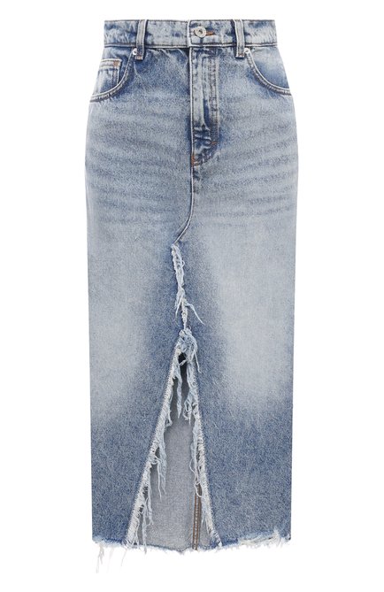 Женская джинсовая юбка HUGO синего цвета, арт. 50515755 | Фото 1 (Драгоценные камни: Проставлено; Материал внешний: Хлопок; Длина Ж (юбки, платья, шорты): Миди; Материал сплава: Проставлено)