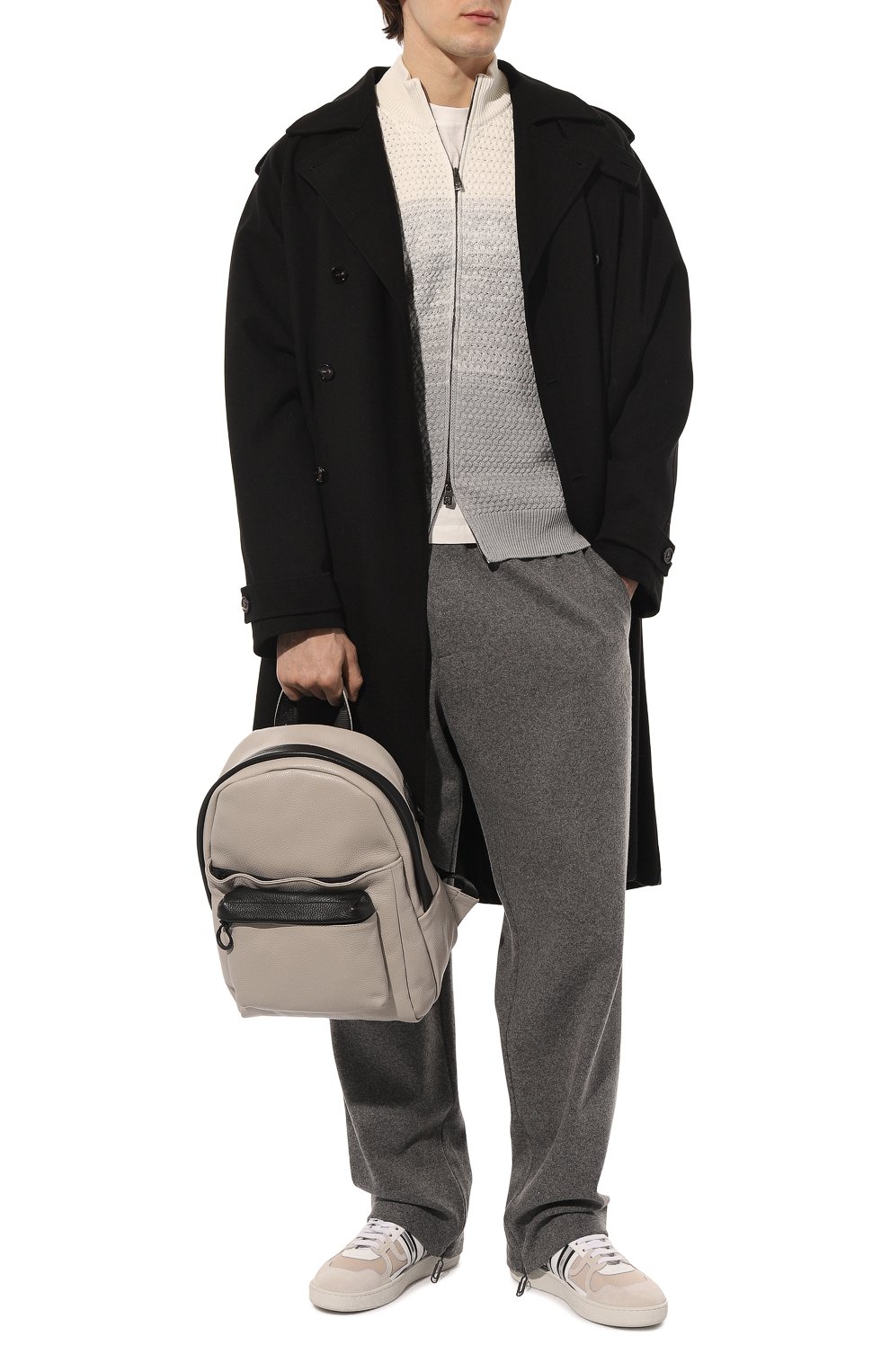 Мужской кожаный рюкзак VIC MATIE светло-бежевого цвета, арт. 1A0158TC999C6HB296 | Фото 7 (Материал: Натуральная кожа; Стили: Кэжуэл; Размер: large)