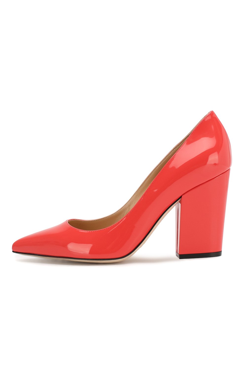 Женские кожаные туфли SERGIO ROSSI кораллового цвета, арт. A85322-MVIV01 | Фото 3 (Каблук высота: Высокий; Материал внутренний: Натуральная кожа; Каблук тип: Устойчивый; Подошва: Плоская)