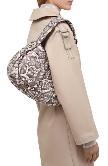 Женская сумка из кожи питона TOD’S бежевого цвета, арт. XBWA0US0200PQW/PBIV | Фото 2 (Размер: medium; Сумки-технические: Сумки top-handle; Материал: Экзотическая кожа)