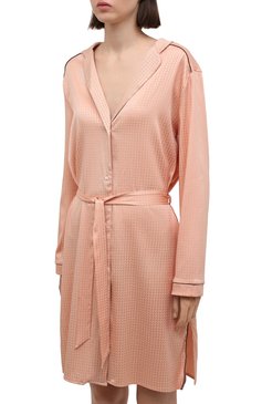 Женский шелковый халат MAISON LEJABY светло-розового цвета, арт. N0190 | Фото 3 (Материал внешний: Шелк)