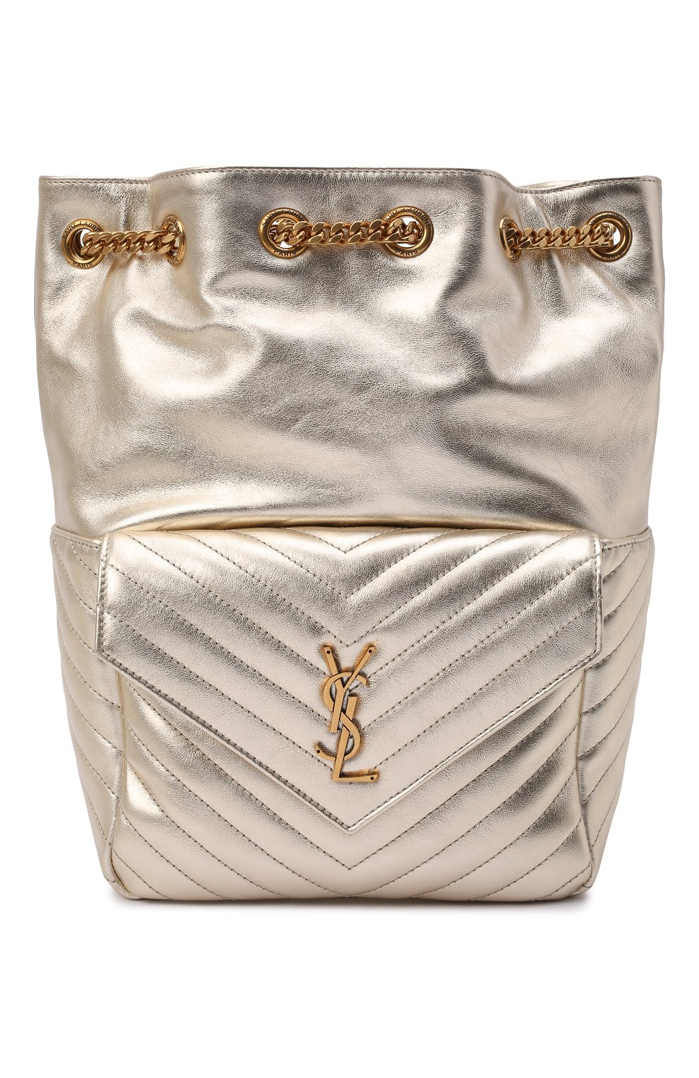 Женский рюкзак joe SAINT LAURENT золотого цвета, арт. 672609/AAAA0 | Фото 1 (Размер: medium; Материал: Натуральная кожа; Стили: Кэжуэл)