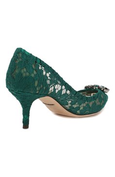 Женские текстильные туфли rainbow lace DOLCE & GABBANA зеленого цвета, арт. CD0066/AL198 | Фото 4 (Материал внешний: Текстиль; Каблук высота: Низкий, Средний; Материал внутренний: Натуральная кожа, Текстиль; Каблук тип: Шпилька; Подошва: Плоская; Длина стельки: 25,4)