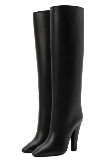 Женские кожаные сапоги SAINT LAURENT черного цвета по цене 168500 руб., арт. 667625/2W700 | Фото 1