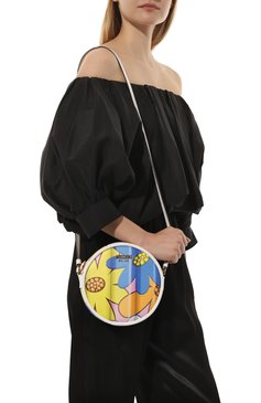 Женская сумка MOSCHINO разноцветного цвета, арт. A7589/8020 | Фото 2 (Сумки-технические: Сумки через плечо; Материал: Натуральная кожа; Материал сплава: Проставлено; Размер: mini; Ремень/цепочка: На ремешке; Драгоценные камни: Проставлено)