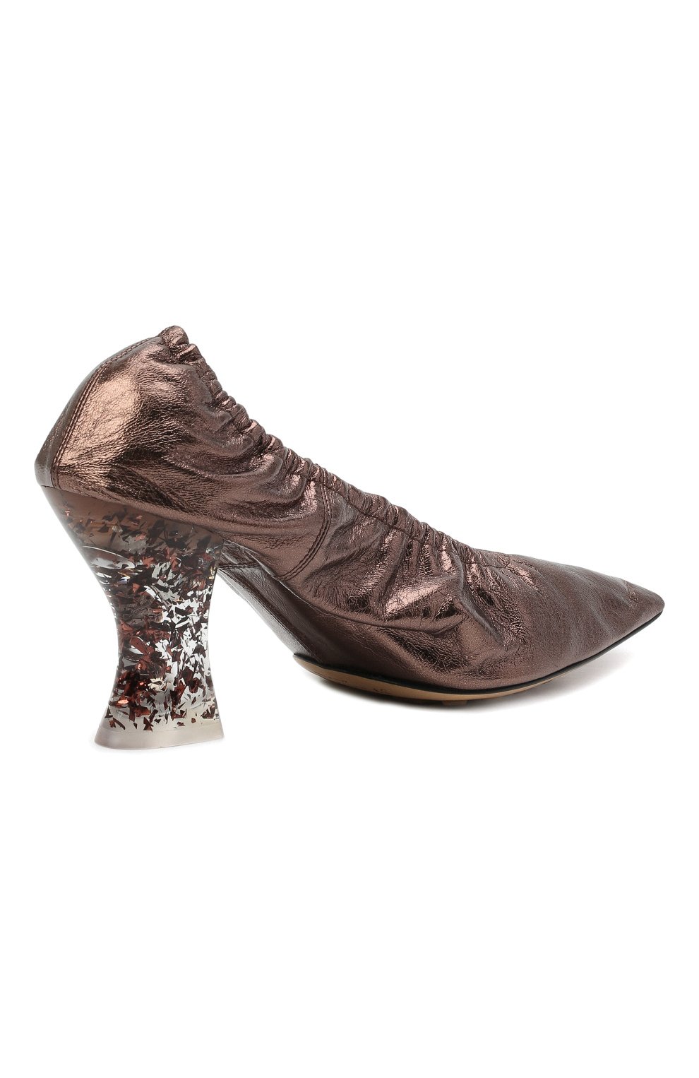 Женские кожаные туфли almond BOTTEGA VENETA коричневого цвета, арт. 651356/V1AI0 | Фото 5 (Каблук высота: Высокий; Материал внутренний: Натуральная кожа; Каблук тип: Устойчивый; Подошва: Плоская)