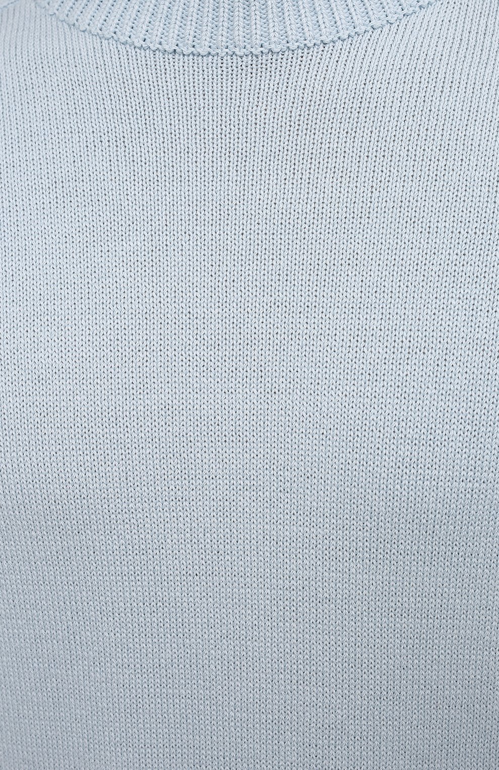 Мужской свитер из хлопка и шелка LORO PIANA светло-голубого цвета, арт. FAI0661 | Фото 5 (Материал внешний: Шелк, Хлопок; Рукава: Длинные; Принт: Без принта; Длина (для топов): Стандартные; Региональные ограничения белый список (Axapta Mercury): RU; Мужское Кросс-КТ: Свитер-одежда; Стили: Кэжуэл)