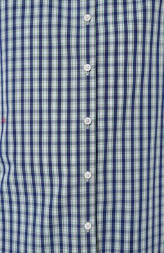 Женская хлопковая рубашка NOBLE&BRULEE голубого цвета, арт. NB001NB/281022/8 | Фото 5 (Рукава: Длинные; Женское Кросс-КТ: Рубашка-одежда; Принт: С принтом; Длина (для топов): Удлиненные; Материал внешний: Хлопок; Стили: Кэжуэл)