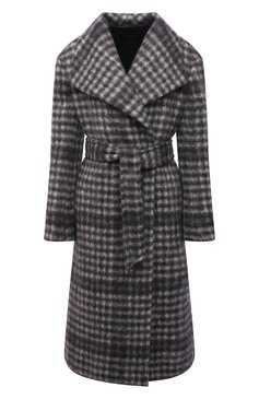 Женское пальто EMPORIO ARMANI серого цвета, арт. BNL07T/B2700 | Фото 1 (Материал внешний: Шерсть; Рукава: Длинные; Длина (верхняя одежда): До колена; Материал подклада: Вискоза; 1-2-бортные: Двубортные; Стили: Кэжуэл)