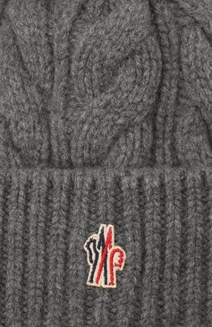 Женская шерстяная шапка MONCLER серого цвета, арт. F2-098-3B702-01-A0069 | Фото 3 (Материал: Текстиль, Кашемир, Шерсть; Региональные ограничения белый список (Axapta Mercury): RU)