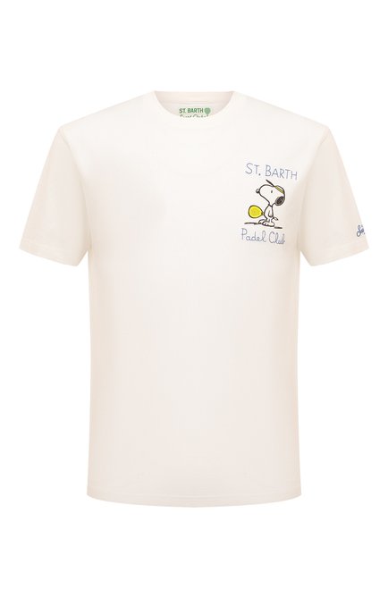 Мужская хлопковая футболка MC2 SAINT BARTH кремвого цвета, арт. STBM/ARN0TT/10540E | Фото 1 (Материал внешний: Хлопок; Рука ва: Короткие; Драгоценные камни: Проставлено; Материал сплава: Проставлено; Длина (для топов): Стандартные)