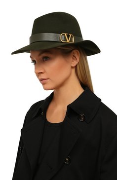 Женская фетровая шляпа  VALENTINO темно-зеленого цвета, арт. UW2HAA26/YTE | Фото 2 (Материал: Текстиль, Шерсть)