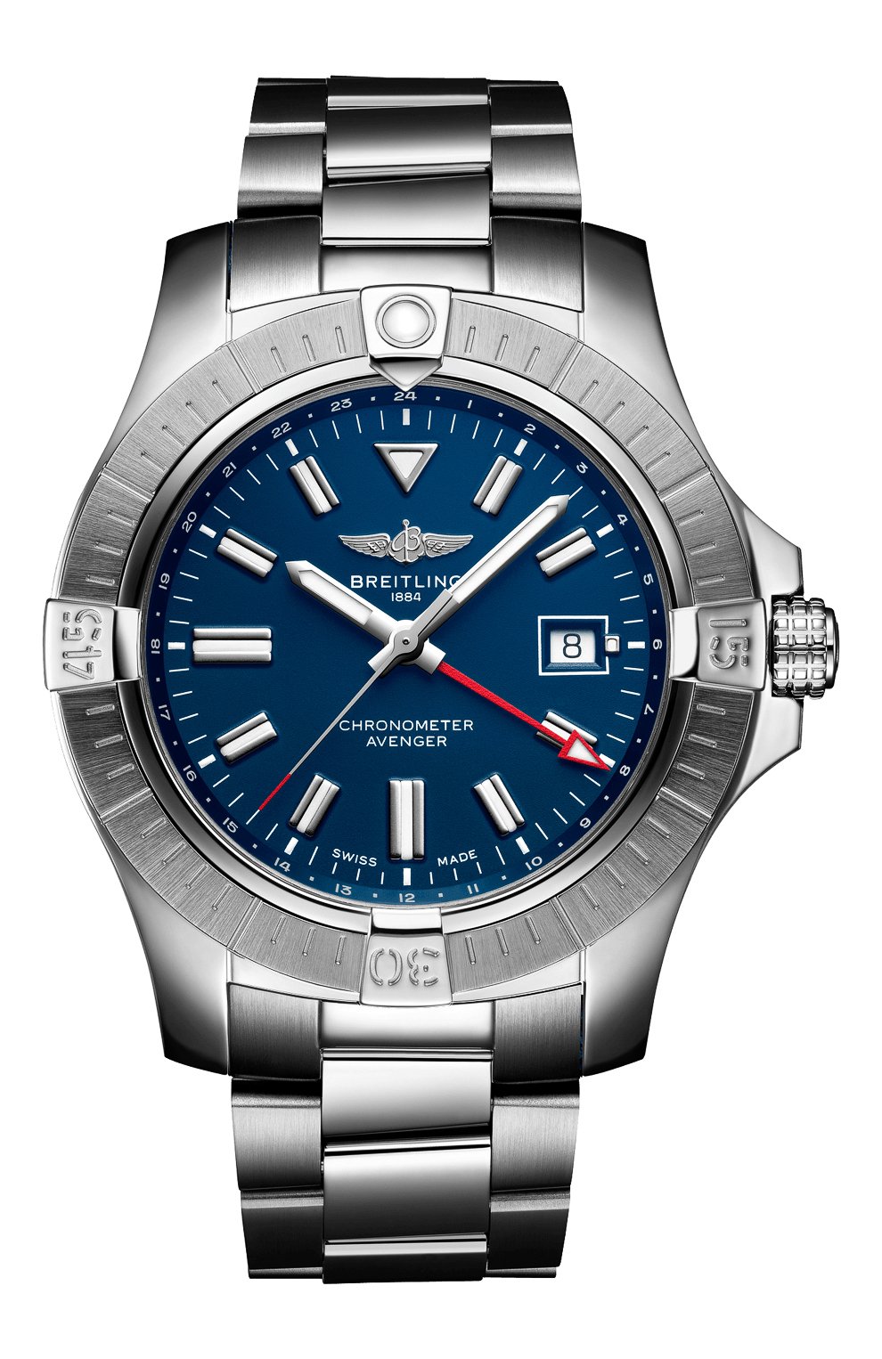Мужские часы avenger ii gmt BREITLING бесцветного цвета, арт. A32395101C1A1 | Фото 1 (Механизм: Автомат; Материал корпуса: Сталь; Цвет циферблата: Синий)