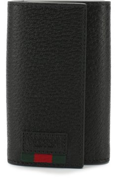 Мужская кожаный футляр для ключей GUCCI черного цвета, арт. 435297/DJ21T | Фото 1 (Материал: Натуральная кожа; Статус проверки: Проверена категория)