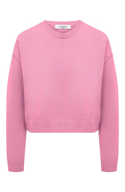 Женский кашемировый пуловер VALENTINO розового цвета, арт. VB0KCC156CK | Фото 1 (Рукава: Длинные; Материал внешний: Кашемир, Шерсть; Длина (для топов): Укороченные; Женское Кросс-КТ: Пуловер-одежда; Стили: Кэжуэл; Региональные ограничения белый список (Axapta Mercury): RU)