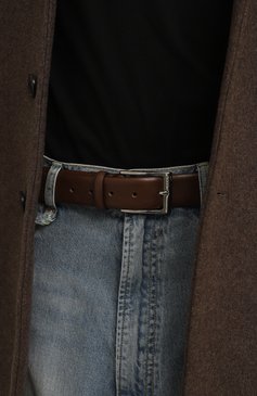 Мужской кожаный ремень BOSS коричневого цвета, арт. 50503351 | Фото 2 (Случай: Повседневный; Материал: Натуральная кожа; Материал сплава: Проставлено; Нос: Не проставлено)