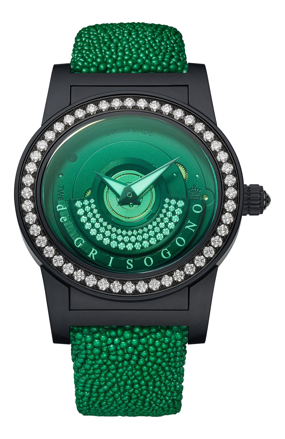 Женские часы black green DE GRISOGONO бесцветного цвета, арт. TONDO BY NIGHT S15 GV | Фото 1 (Механизм: Автомат; Региональные ограничения белый список (Axapta Mercury): Не проставлено; Нос: Не проставлено)