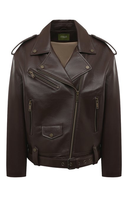 Женская кожаная куртка CHAUD STUDIO темно-коричневого цвета по цене 141000 руб., арт. JOHNNYBIKER22 | Фото 1